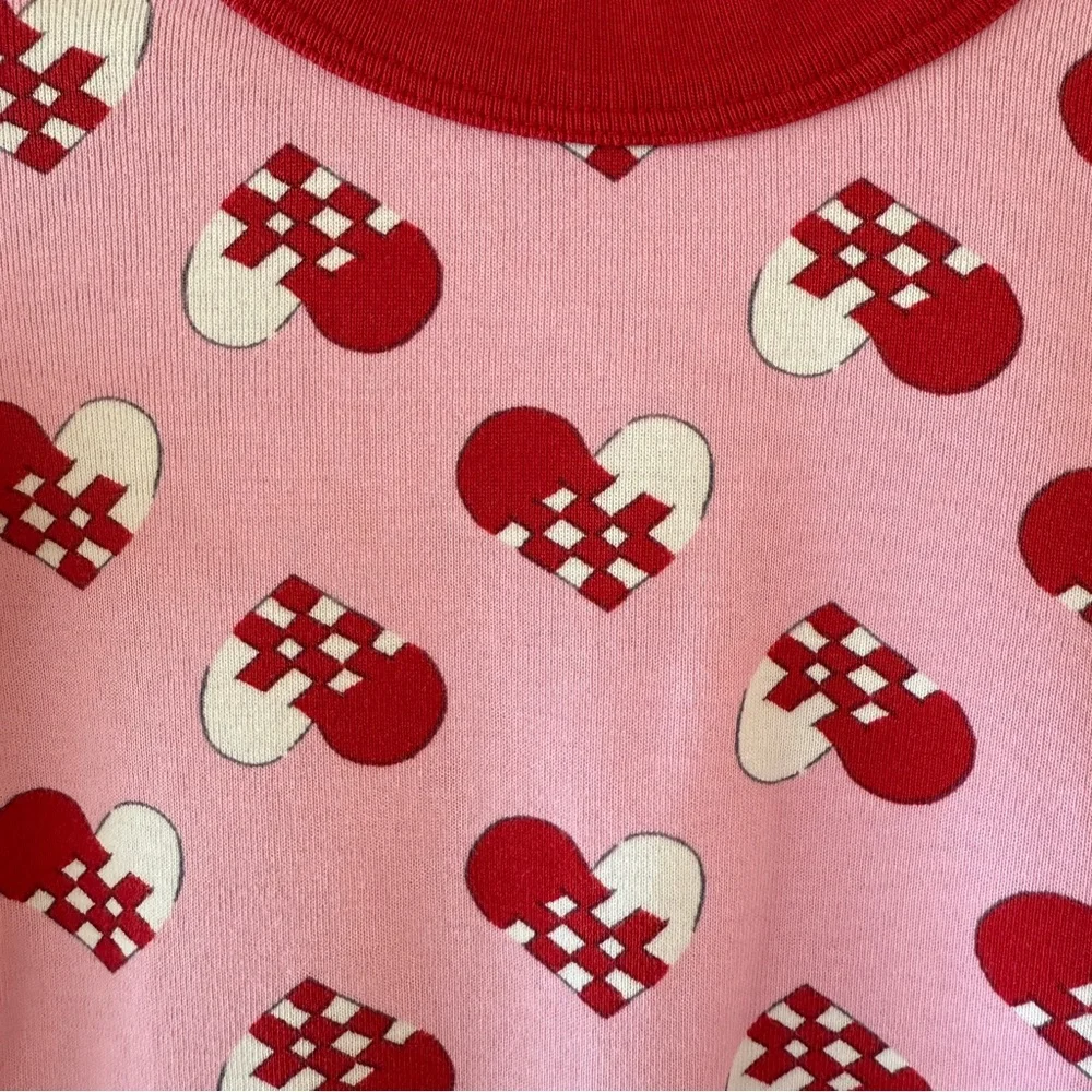 Hanna Andersson Valentine Hearts Long Johns Pajama Set Pink Red 4T